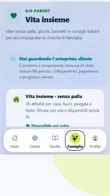Esperienze familiari GJ Soccer su telefono