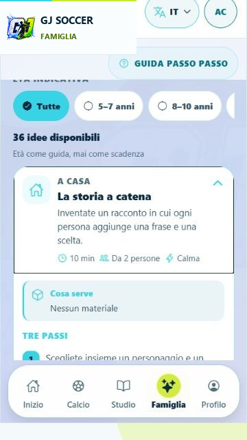 Attività offline GJ Soccer su telefono
