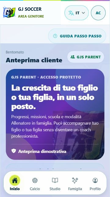 Home genitore GJ Soccer su telefono