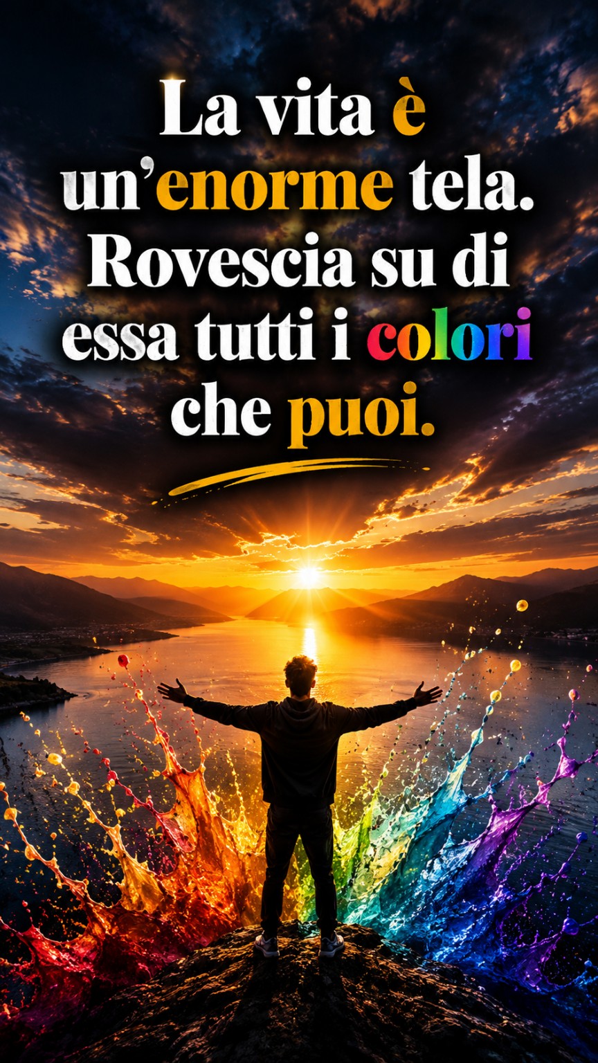 Una persona davanti al tramonto, circondata dai colori della propria strada.